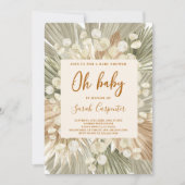 Gedroogde handpalmen lunaria Baby shower meisje ui Kaart (Voorkant)