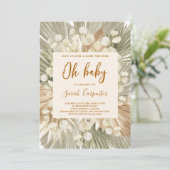 Gedroogde handpalmen lunaria Baby shower meisje ui Kaart (Staand voorkant)