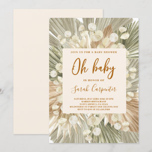 Gedroogde handpalmen lunaria Baby shower meisje ui Kaart