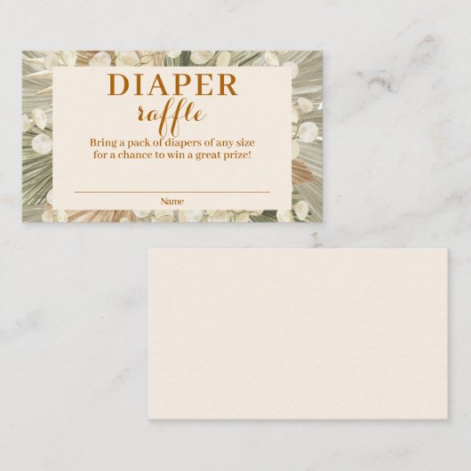 Gedroogde handpalmen Lunaria Diaper Raffle Enclosu Informatiekaartje (Voorkant / Achterkant)