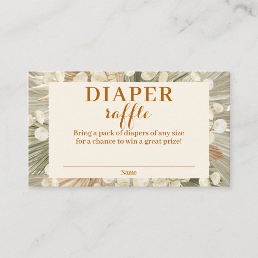 Gedroogde handpalmen Lunaria Diaper Raffle Enclosu Informatiekaartje (Voorkant)