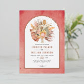 Gedroogde handpalmen, roze roos goudpalmen met pam folie uitnodiging (Staand Voorkant)