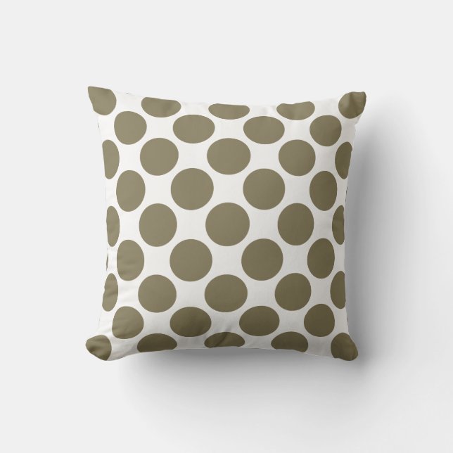 Gedroogde Herb Olive Green Polka Dots Kussen (Voorkant)