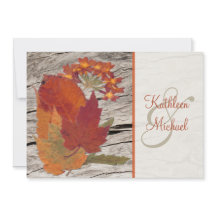 Gedroogde herfst Leaves en Flowers Wedding Invitat