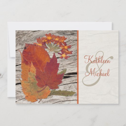 Gedroogde herfst Leaves en Flowers Wedding Invitat Kaart (Voorkant)