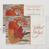 Gedroogde herfst Leaves en Flowers Wedding Invitat Kaart (Voorkant / Achterkant)