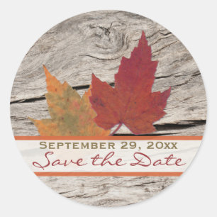 Gedroogde herfstbladeren 1,5" Save the Date Sticke Ronde Sticker