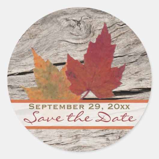 Gedroogde herfstbladeren 1,5" Save the Date Sticke Ronde Sticker (Voorkant)