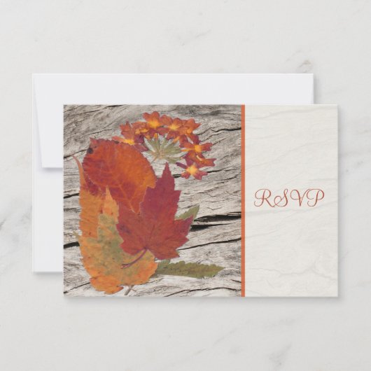 Gedroogde herfstbladeren en bloemen RSVP kaart (Voorkant)