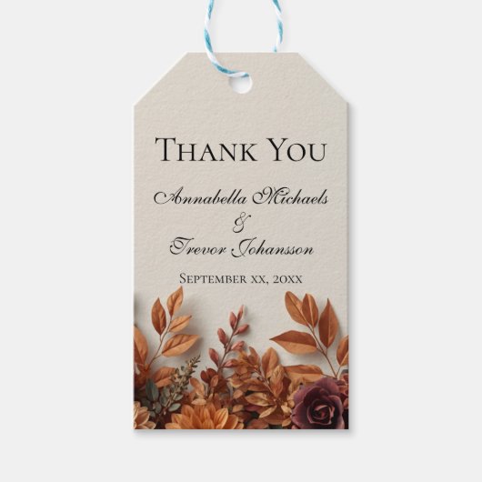 Gedroogde Herfstbloemen Bloemen Custom Naam Cadeaulabel (Voorkant)