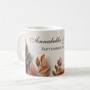 Gedroogde Herfstbloemen Bloemstuk Aangepaste Naam Koffiemok
