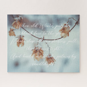 Gedroogde hop Garland op de Snowy-achtergrond Legpuzzel