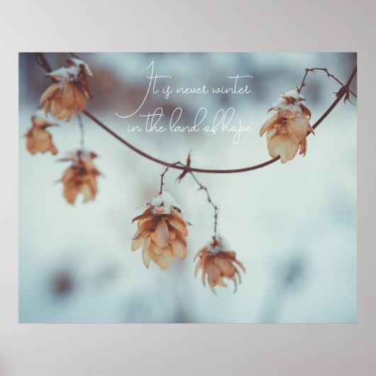 Gedroogde hop Garland op de Snowy-achtergrond Poster (Voorkant)