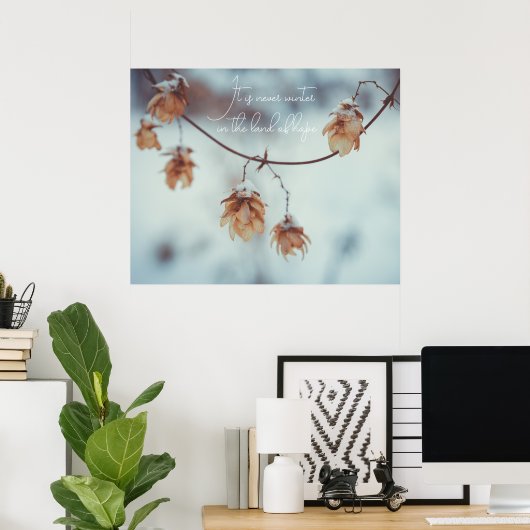 Gedroogde hop Garland op de Snowy-achtergrond Poster (Thuiskantoor)