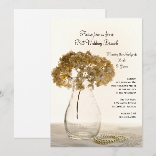 Gedroogde hydrangea Post Wedding Brunch Uitnodigin Kaart (Voorkant / Achterkant)