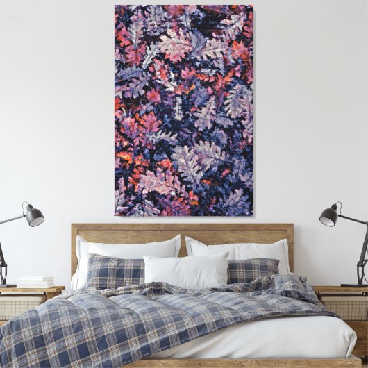 Gedroogde kleurrijke herfstbladeren – Natuur-geïns Canvas Afdruk (Insitu (Slaapkamer))