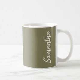 Gedroogde Kruid Olijfgroen Effen Kleur Gepersonali Koffiemok