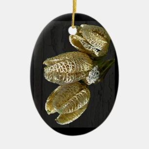 Gedroogde Lily Seed Pods Keramisch Ornament