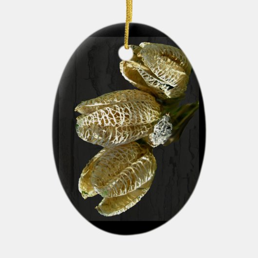 Gedroogde Lily Seed Pods Keramisch Ornament (Voorkant)