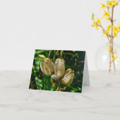 Gedroogde Lily Seed Pods Note Kaart (Gele Bloem)