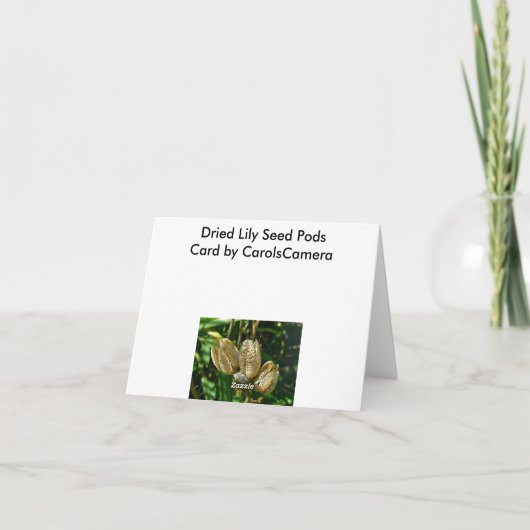 Gedroogde Lily Seed Pods Note Kaart (Achterkant)