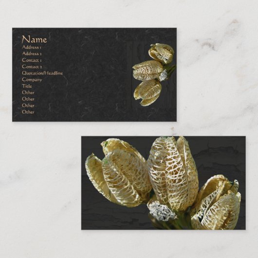 Gedroogde Lily Seed Pods Visitekaartje (Voorkant / Achterkant)