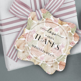 Gedroogde lofbloemen bruiloft bedankjes labels