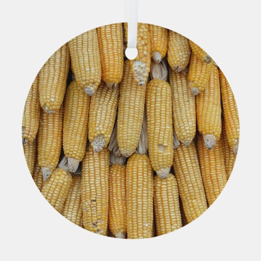 Gedroogde maïsstapel: getextureerd glas ornament (Achterkant)