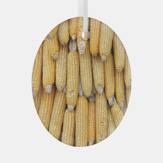 Gedroogde maïsstapel: getextureerd glas ornament (Voorkant Rechts)