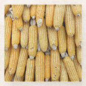 Gedroogde maïsstapel: getextureerd glazen onderzetter (Voorkant)