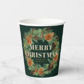 Gedroogde Oranje Pine Krans Rustieke Vakantie Groe Papieren Bekers (Voorkant)