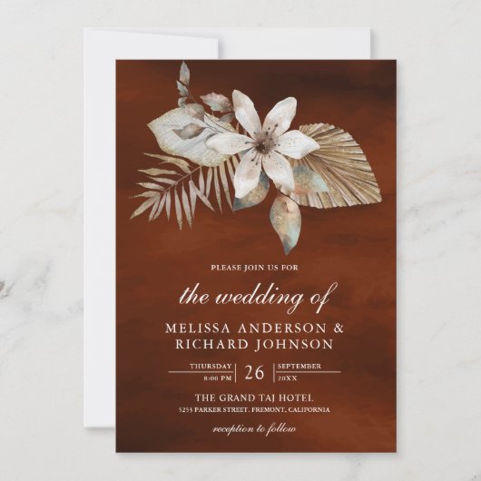 Gedroogde Palm Bloemen Alles in Een Verbrand Sinaa Kaart (Voorkant)