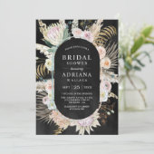 Gedroogde Palm Boho Pampas Bloemstuk Zwarte Bruilo Kaart (Staand voorkant)