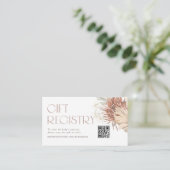 Gedroogde Palm Boho QR Code Baby shower Registry Informatiekaartje (Staand voorkant)