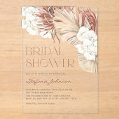 Gedroogde Palm en Witte Orchideeën Boho Vrijgezell Acryl Uitnodigingen (Voorkant)