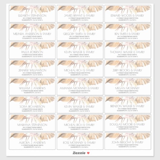 Gedroogde palm laat kleine gastennamen Adresetiket Sticker (Vel)