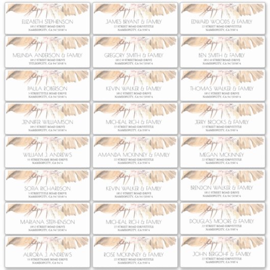 Gedroogde palm laat kleine gastennamen Adresetiket Sticker (Voorkant)