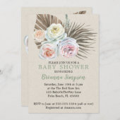 Gedroogde Palm Modern Boho Bloemneutraal Baby show Kaart (Voorkant / Achterkant)