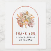 Gedroogde palm, pampas gras Dank je bruiloft Wijn Etiket (Enkel label)