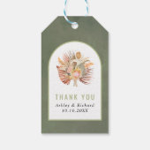 Gedroogde palm, pampas gras groen bedankt bruiloft cadeaulabel (Achterkant)