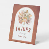 Gedroogde palm pampas gras terracotta bruiloft gun reclamebord met voetstuk (Voorkant)