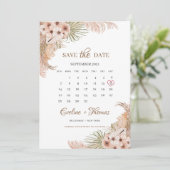 Gedroogde Palm Pampas Grass Blush Orchid Calendar Save The Date (Staand voorkant)
