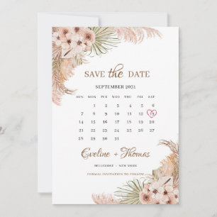 Gedroogde Palm Pampas Grass Blush Orchid Calendar Save The Date
