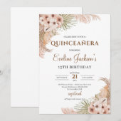 Gedroogde Palm Pampas Grass Blush Orchidee Quincea Kaart (Voorkant / Achterkant)