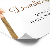 Gedroogde Palm Pampas Grass Dusty Pink Orchid Sign Poster (Hoek)