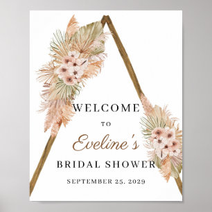 Gedroogde Palm Pampas Grass Dusty Pink Orchid Sign Poster