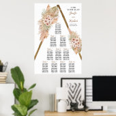 Gedroogde palm Pampas Grass Dusty Roos Wooden Arch Poster (Thuiskantoor)