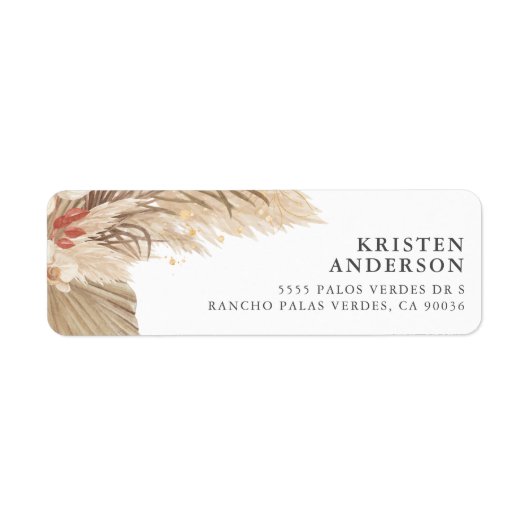 Gedroogde palm Pampas Grass Etiket (Voorkant)