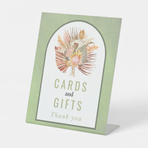 gedroogde palm, pampas groene bruiloft met grassen reclamebord met voetstuk