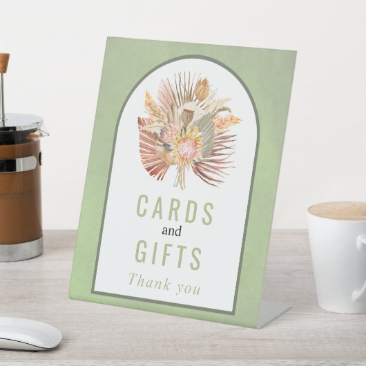 gedroogde palm, pampas groene bruiloft met grassen reclamebord met voetstuk (Insitu)